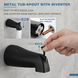 Esnbia Tub Shower Faucet Set (Valve Included) with 6-Inch Rain Shower Head and Tub Spout, Black Shower Head and Handle Set，Single-Handle Tub and Shower Trim Kit, Matte Black