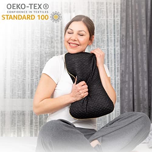 Memory Foam Pillow for Travel and Camping with Extra Cotton Cover – Easy to Carry Portable Bag (Black)