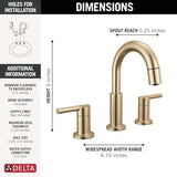 Delta Nicoli Brushed Gold Bathroom Faucet with Sprayer, 8 Inch 3 Hole Widespread Bathroom Sink Faucet with Pull Out Sprayer, Push-Pop Drain, Champagne Bronze 35749LF-CZPD