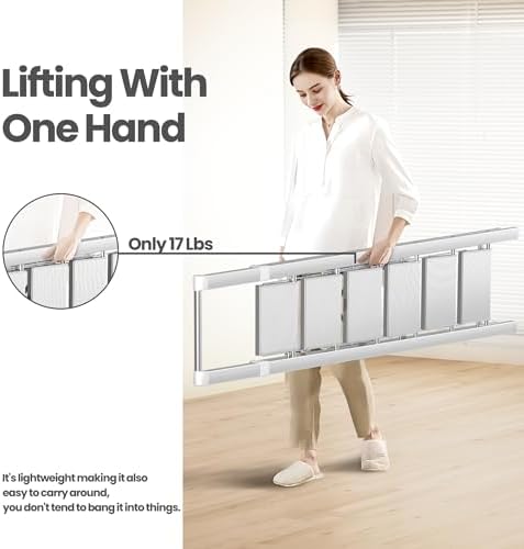 6 Step Ladder, Folding Step Stool with Handgrip and Anti-Slip Wide Pedal, Portable Lightweight Aluminum Stepladder for Kitchen, Home, Library, Office (300 lbs Capacity) - White