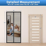 Smartor Magnetic Screen Door Magnetic Closure Fits 36"x80" Doors |Polyester - Retractable Screen Door Mesh| Self Sealing|Hands Free |Keeps Bugs Out|Pet and Kid Friendly-39 Inch x 82 Inch