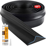 Jin&Bao Universal Garage Door Threshold Seal Strip 16FT Kit, Bottom Waterproof Rubber Weather Stripping Replacement（Black, 1 Adhesive）