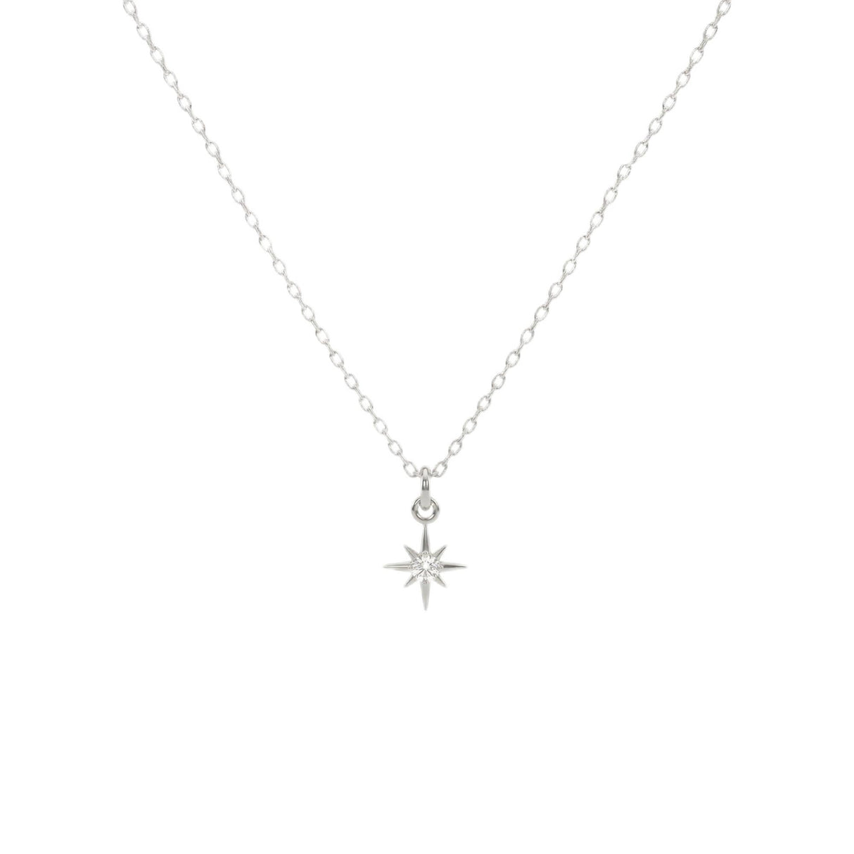 Annika Bella North Star Necklace, Cubic Zirconia Pendant, Silver Chain Necklace, Celestial Jewelry for Women, Gift for Her (1pc)