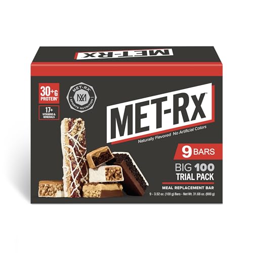 MET-Rx Big 100 Trial Pack, Meal Replacement Bars, 9 Count