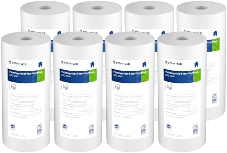 Pentair Pentek DGD-5005 Big Blue Water Filter, 10-Inch Whole House Sediment Filter Cartridge Replacement, Dual-Gradient Density Spun Polypropylene, 10" x 4.5", 5 Micron, Pack of 8