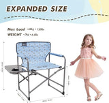 Busy Bee Kids Director Camping Chair with Foldable Side Table, Lightweight, Flat Folding, Compact and Portable, Perfect Kid Beach Chairs, Supports 150 Lbs.