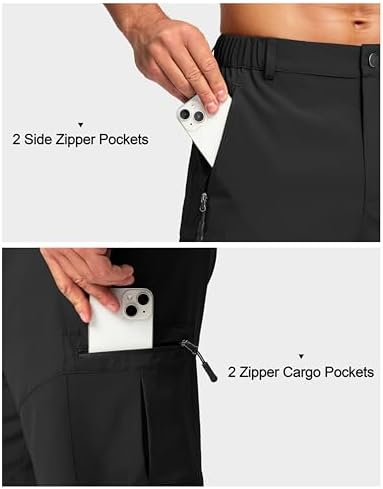 Pudolla Men's Hiking Cargo Shorts Lightweight 7" Travel Casual Shorts for Men Golf Work Outdoor with 5 Zipper Pockets
