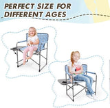 Busy Bee Kids Director Camping Chair with Foldable Side Table, Lightweight, Flat Folding, Compact and Portable, Perfect Kid Beach Chairs, Supports 150 Lbs.