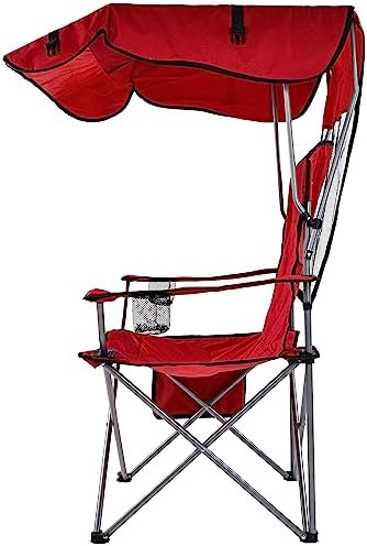 Canopy Chair Folding Camping Recliner Support with Carrying Bag, Burgundy