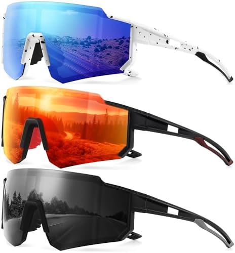 Polarized Sport Sunglasses for Men and Women, Lightweight TR90 Sun Glasses with UV Protection for Cycling Running