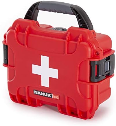 NANUK 903 Waterproof First Aid Box Empty – Durable, Medical First Aid Organizer Case, IP67-Rated, Dustproof, Impact-Resistant, and Floats (7.4" x 4.9" x 3.1") – Red