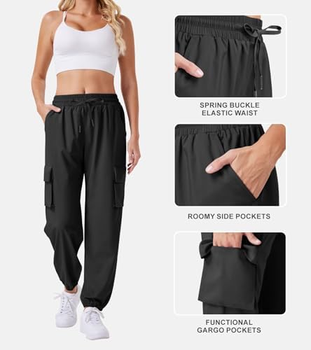 Womens Cargo Pants Lightweight Quick Dry Waterproof Hiking Pants Summer Casual Joggers with 4 Pockets