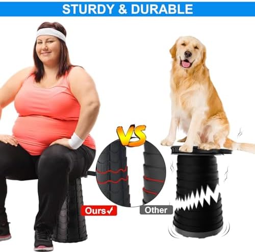 Upgraded Foldable Stool Thickened, Portable Collapsible Stool Retractable Stool for Fishing, Hiking Tours, BBQ, Parties, Outdoor Activities (Black) (2)