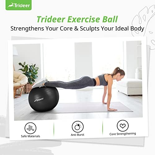 Trideer Extra Thick Yoga Ball Exercise Ball, 5 Sizes Gym Ball, Heavy Duty Ball Chair for Balance, Stability, Pregnancy, Quick Pump Included