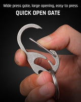 TISUR Titanium Carabiner Keychain Clip, Anti-Lost Key Ring Holder, Self-Locking Metal Gate Clip Key Chain Bottle Opener for Men Women