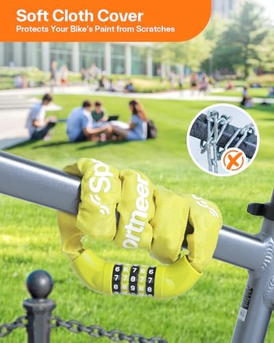 Sportneer Bike Lock: 5 Digit Combination High Security Anti Theft Bike Chain Lock - 3.2/3.6/4ft Heavy Duty Keyless Bicycle Lock for Bike, Motorcycle, Scooter, Door & Gate - 4/6mm Thick, Easy to Use