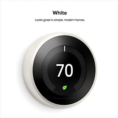 Google Nest Learning Thermostat - 3rd Gen - Programmable Smart Thermostat for Home - Compatible with Alexa (White)