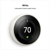 Google Nest Learning Thermostat - 3rd Gen - Programmable Smart Thermostat for Home - Compatible with Alexa (White)