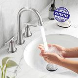Bathroom Faucets for Sink 3 Hole, Hurran Brushed Nickel Bathroom Sink Faucet with Pop-up Drain and Supply Lines, Stainless Steel Lead-Free Widespread Faucet for Vanity RV, 2 Pack