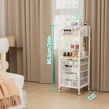 HapiRm Makeup Organizer Storage Cart - Floor Skincare Make Up Storage with 4 Drawers, Rolling Makeup Cart Vanity Organizer Cosmetics Display Cases Holder for Skin Care Perfume Nail Polish
