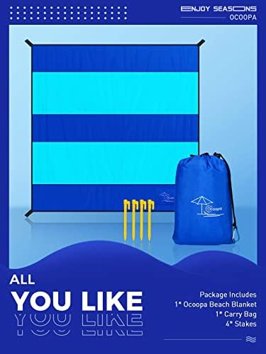 OCOOPA Extra Large Beach Blanket, Sand Free, Large Oversized Camping Mat, Comfortable Parachute Nylon, Cozy& Chic, Compact& Light, 4 Stakes&1 Travel Bag, S09