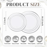WDF 120PCS Plastic Christmas Plates White Silver Rim - Disposable Plates including 60PCS for Dinner 10.25inch, 60 Salad/Dessert Plates 7.5inch Heavy Duty Wedding
