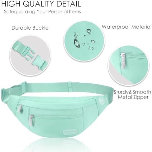 MAXTOP Large Crossbody Fanny Pack with 4-Zipper Pockets,Gifts for Enjoy Sports Festival Workout Traveling Running Casual Hands-Free Wallets Waist Pack Phone Bag Carrying All Phones