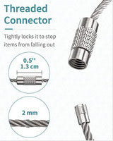 Pawfly 5 Inch/10 Inch Wire Keychain Cable Large Stainless Steel Key Ring Loop Holder, 20/50/100 Pack