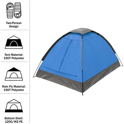2 Person Camping Tent with Rain Fly and Carrying Bag - Lightweight Outdoor Tent for Backpacking, Hiking, or Beach Use by Wakeman Outdoors