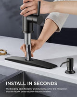 FORIOUS Kitchen Faucet with Soap Dispenser and Pull Down Sprayer, High Arc Single Handle Classic 3 Modes Stainless Steel Faucet for Kitchen Sink Farmhouse RV Bar Laundry Camper, Oil Rubbed Bronze