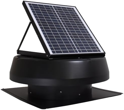 iLIVING HYBRID Ready Smart Thermostat Solar Roof Attic Exhaust Fan, 14", 40-Watt, 1150 CFM, Cools up to 2900 Sq.Ft. Coverage Area, Black