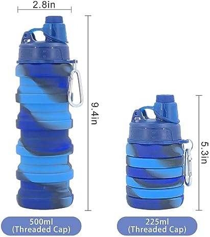 Collapsible Water Bottles Travel water bottle Sports Portable Sport Water Bottle Reusable Water Bottles comes with mountaineering Buckle 500ml silicone Water-proof camping water bottle