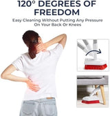 Shower Scrubber with Long Handle, Stiff Bristles Grout-Brush, Tub Scrub-Brush with Long-Handle, Shower-Cleaner Brush, Grout Cleaning Brush for Tile floors, Scouring Pad & Microfiber Cloth for Bathroom