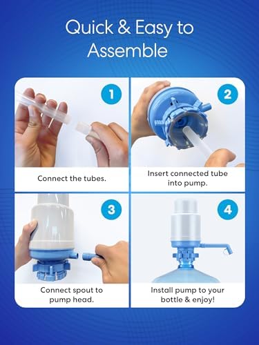 Brio-PU100 Universal Manual Drinking Water Pump - Fits Most 5-6 Gallon Water Bottles Including Glass (Grey/Black)