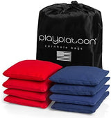 Play Platoon Cornhole Bags Weather Resistant- Set of 8 Regulation Bean Bags for Tossing- Official Professional Size & Weight Corn Hole Bags Two Color All Weather Cornhole Beans Bag Set with Tote Bag