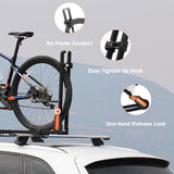TOOENJOY Rooftop Bike Rack for Car SUV, Upright Roof Mount Bicycle Rack with 2 Arms for Movable Crossbar, 2 Bike Carrier