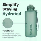 Hydracy Water Bottle with Time Marker -Large BPA Free Water Bottle & No Sweat Sleeve -Leak Proof Gym Bottle with Fruit Infuser Strainer & Times to Drink -Ideal for Fitness Sports & Outdoors