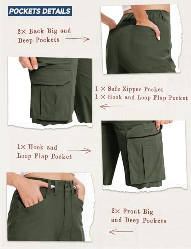 Moosehill Cargo Hiking Pants Women High Waisted Water Resistance Baggy Stretch Work Casual Travel Streetwear