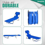 SUNNYFEEL Beach Lounge Chair, Backpack Reclining Beach Chairs Lay Flat, Sun Face Down Tanning Chair, Folding Camping Chairs Portable Camp Cot with Backpack Straps for Outdoor/Picnic/Lawn