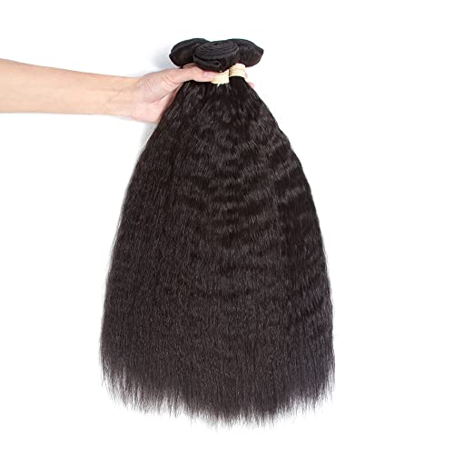 Kerriana Yaki Human Hair Bundles 100% Unprocessed Brazilian 3 Bundles 14 16 18 inch Kinky Straight for Black Women