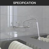 Kitchen Faucet Wall Mount Commercial Sink Faucet Kitchen Utility Laundry 8“ Swivel Spout 2 Dual Handle Restaurant Chrome Mixer Tap