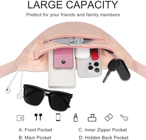 MAXTOP Large Crossbody Fanny Pack with 4-Zipper Pockets,Gifts for Enjoy Sports Festival Workout Traveling Running Casual Hands-Free Wallets Waist Pack Phone Bag Carrying All Phones
