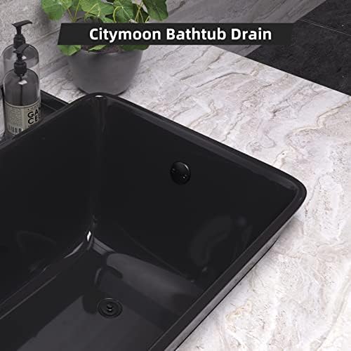 Matte Black Tub Drain and Overflow Kit, Replacement Bath Tub Drain Trim Set,Lift & Turn Bathtub Drain Kit with 2-Hole Overflow Faceplate Conversion Kit Assembly Fine/Coarse Thread