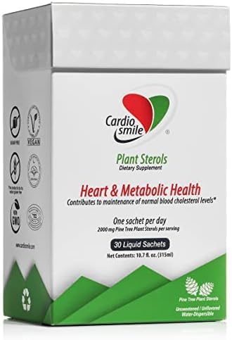Cardiosmile 2000mg Plant Sterols Supports Healthy Cholesterol Levels with 1400mg beta-Sitosterol for Heart & Metabolic Health Support, 30 Day Supply in Single Use Liquid Packets