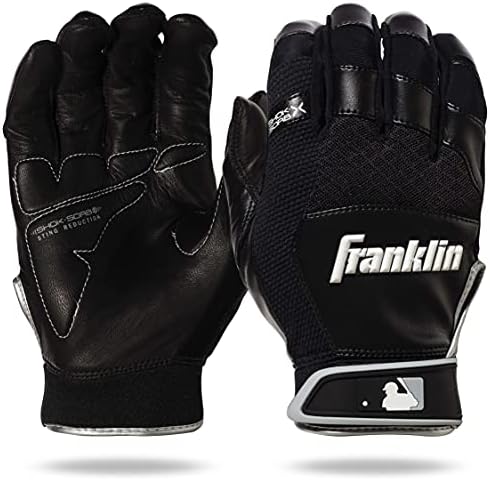 Franklin Sports MLB Baseball Batting Gloves - Shok-Sorb X Batting Gloves for Baseball + Softball - Adult + Youth Padded Non-Sting Batting Glove Pairs - Multiple Colors + Sizes