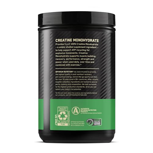 Optimum Nutrition Micronized Creatine Monohydrate Powder, Unflavored, 120 Servings, 600 Grams (Packaging May Vary)