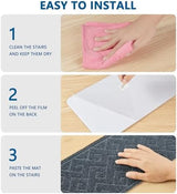 Stair Treads for Wooden Steps Indoor, 15 Pack 8" X 30" Non Slip Carpet Stair Treads with Reusable Adhesive for Kids Elders and Dogs, Surface Polyester TPR Backing Stair Rugs