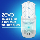 Zevo 4 Flying Insect Traps & 4 Cartridges - Plug In Fly Trap & Indoor Bug Catcher for Gnats, House & Fruit Flies - Mess-Free - Use in Any Room - Uses Blue & UV Light (4 Plug In Devices & 4 Cartridges)