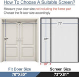 Magnetic Screen Door Thicker 255g/㎡ Mesh,Reversible Wide Left Right Side Opening Fits Door to 70 x 80,Heavy Duty Mesh French Bug Door Screen Magnetic Closure for Sliding Patio Door,Screen 73"x81"