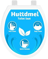 Toilet Seat Round 16.5 Inch & Quick Release - Quick Connect, Standard Toilet Lid Soft Close, PP Material Safe & Easy Clean and Install, Sturdy Accessories Never Loosen, White Plastic